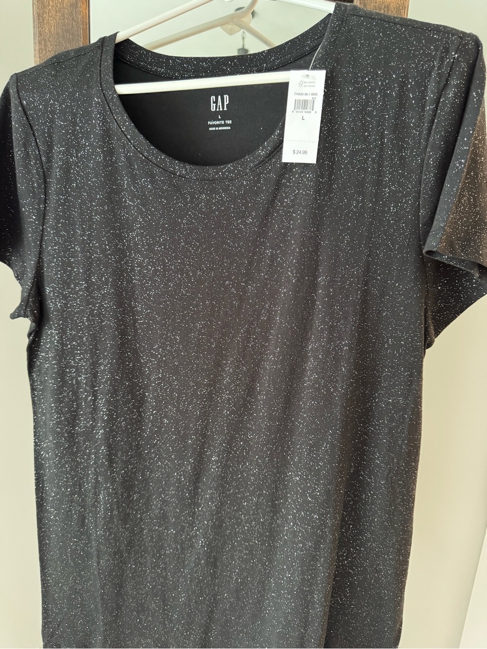 GAP Black Tee with White Speckle Detail